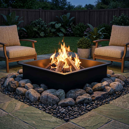 vidaXL Fire Pit Ring Black 100 x 100 x 25 cm Steel