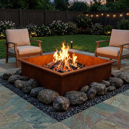 vidaXL Fire Pit Ring Rusty 100 x 100 x 25 cm Weathering Steel
