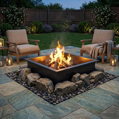 vidaXL Fire Pit Ring Black 80 x 80 x 25 cm Steel