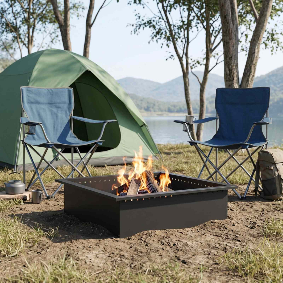 vidaXL Fire Pit Ring Black 80 x 80 x 25 cm Steel