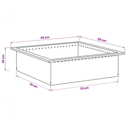 vidaXL Fire Pit Ring Black 80 x 80 x 25 cm Steel