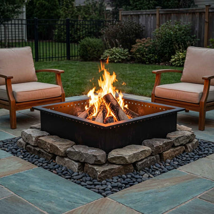 vidaXL Fire Pit Ring Black 90 x 90 x 25 cm Steel