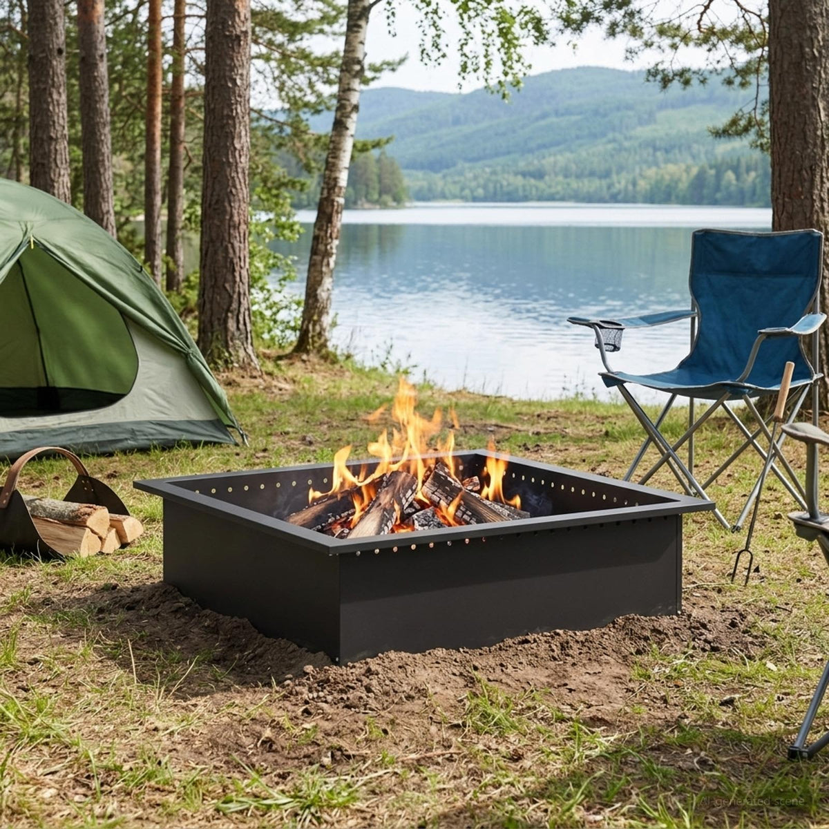 vidaXL Fire Pit Ring Black 100 x 100 x 25 cm Steel