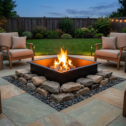 vidaXL Fire Pit Ring Black 100 x 100 x 25 cm Steel