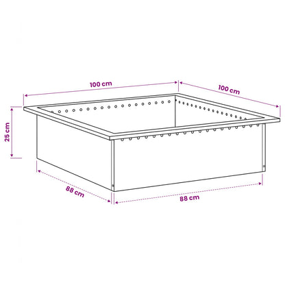 vidaXL Fire Pit Ring Black 100 x 100 x 25 cm Steel