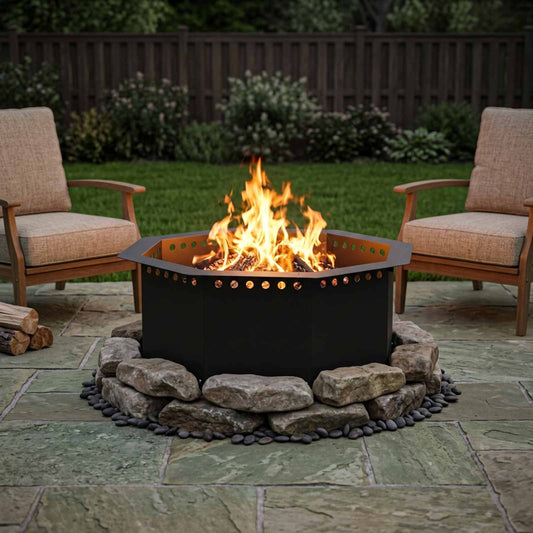 vidaXL Fire Pit Ring Black 60 x 60 x 25 cm Steel