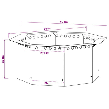 vidaXL Fire Pit Ring Black 60 x 60 x 25 cm Steel
