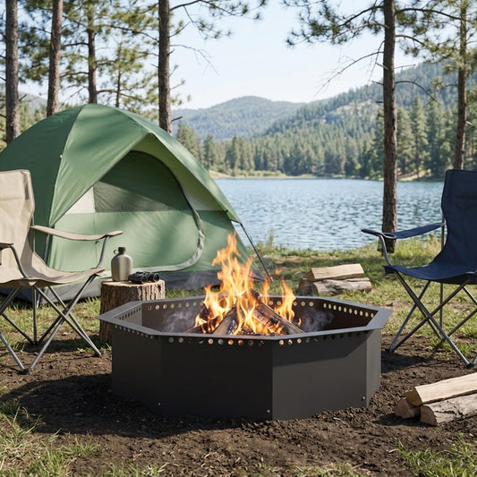 vidaXL Fire Pit Ring Black 80 x 80 x 25 cm Steel