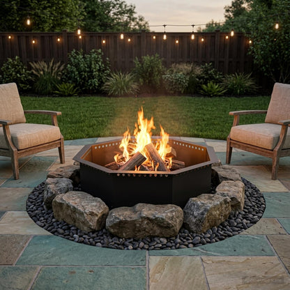 vidaXL Fire Pit Ring Black 80 x 80 x 25 cm Steel