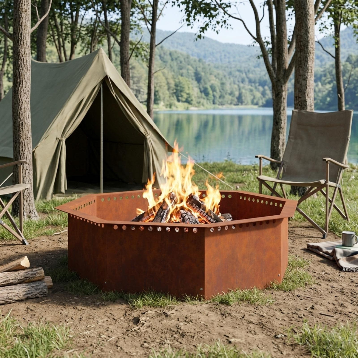 vidaXL Fire Pit Ring Rusty 80 x 80 x 25 cm Weathering Steel