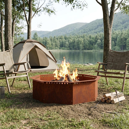 vidaXL Fire Pit Ring Rusty 90 x 90 x 25 cm Weathering Steel