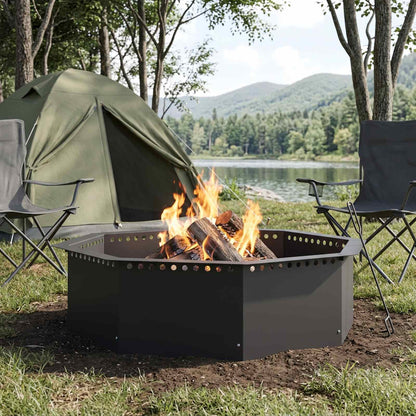 vidaXL Fire Pit Ring Black 100 x 100 x 25 cm Steel