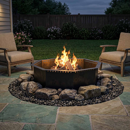 vidaXL Fire Pit Ring Black 100 x 100 x 25 cm Steel