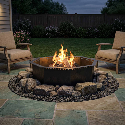 vidaXL Fire Pit Ring Black 100 x 100 x 25 cm Steel