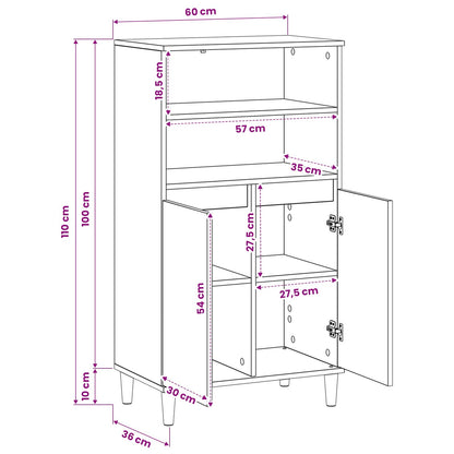 vidaXL Highboard Oak Wood 60 x 36 x 110 cm Engineered Wood