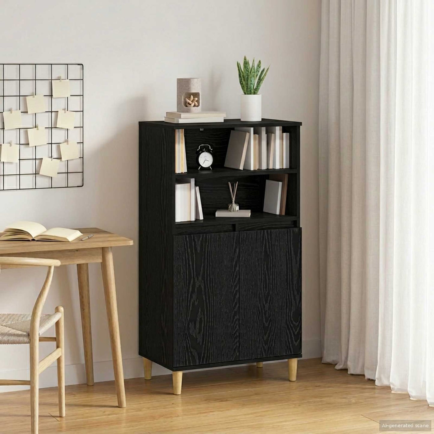 vidaXL Highboard Black Oak 60 x 36 x 110 cm Engineered Wood