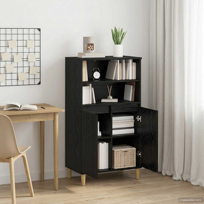 vidaXL Highboard Black Oak 60 x 36 x 110 cm Engineered Wood