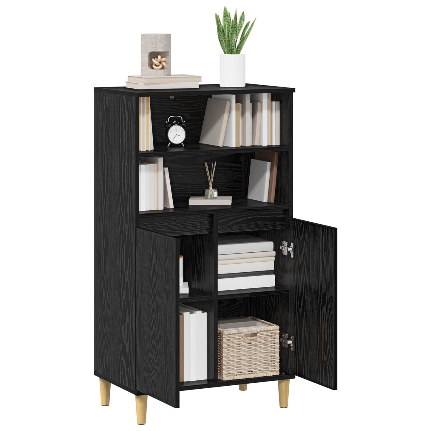 vidaXL Highboard Black Oak 60 x 36 x 110 cm Engineered Wood