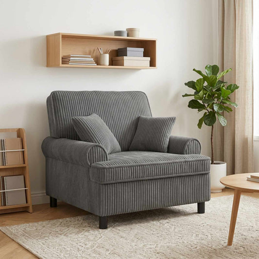 vidaXL XL Armchair with Cushions Light Grey 1.5 Lines Fabric