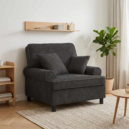 vidaXL XL Armchair with Cushions Dark Grey 1.5 Lines Fabric