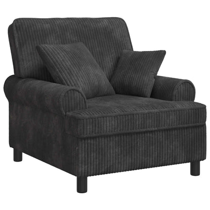 vidaXL XL Armchair with Cushions Dark Grey 1.5 Lines Fabric