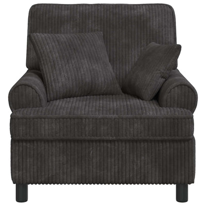 vidaXL XL Armchair with Cushions Dark Grey 1.5 Lines Fabric