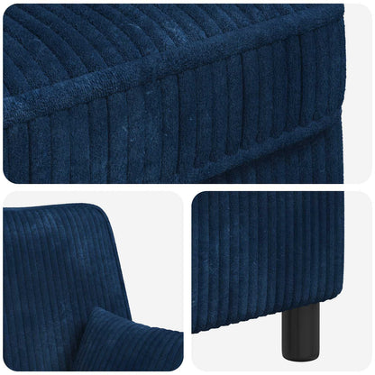vidaXL XL Armchair with Cushions Navy 1.5 Lines Fabric