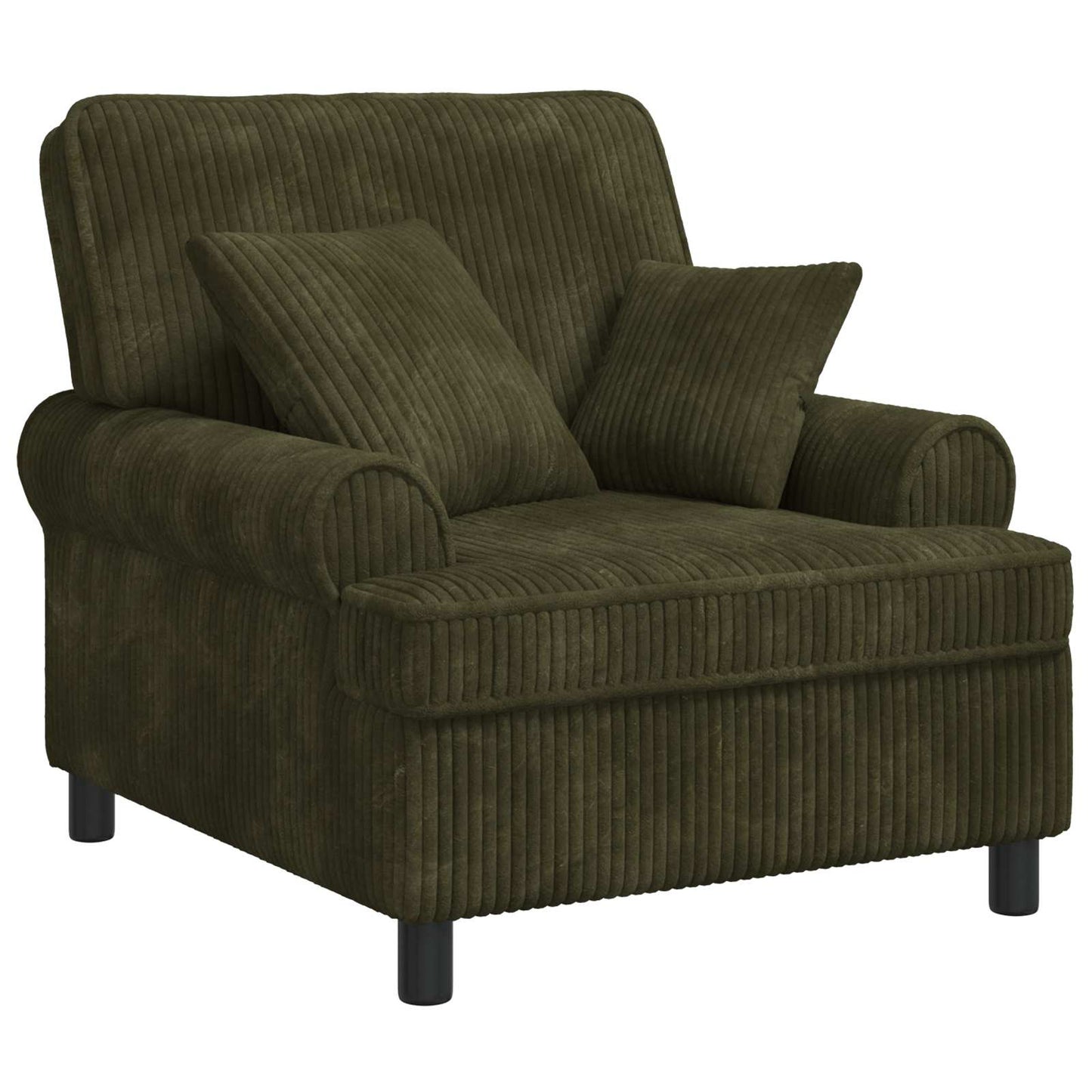 vidaXL XL Armchair with Cushions Green 1.5 Lines Fabric