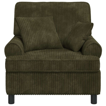 vidaXL XL Armchair with Cushions Green 1.5 Lines Fabric