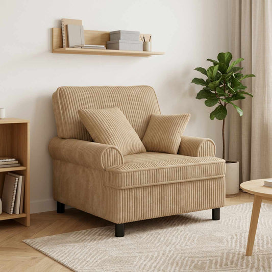 vidaXL XL Armchair with Cushions Taupe 1.5 Lines Fabric