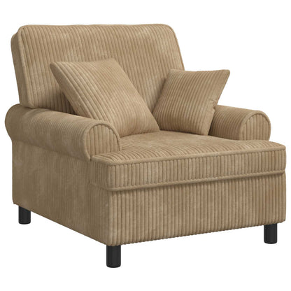 vidaXL XL Armchair with Cushions Taupe 1.5 Lines Fabric
