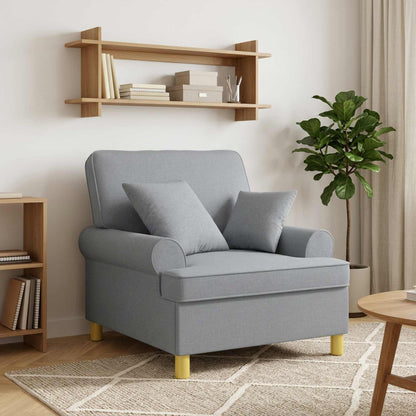 vidaXL XL Armchair with Cushions Light Grey Fabric