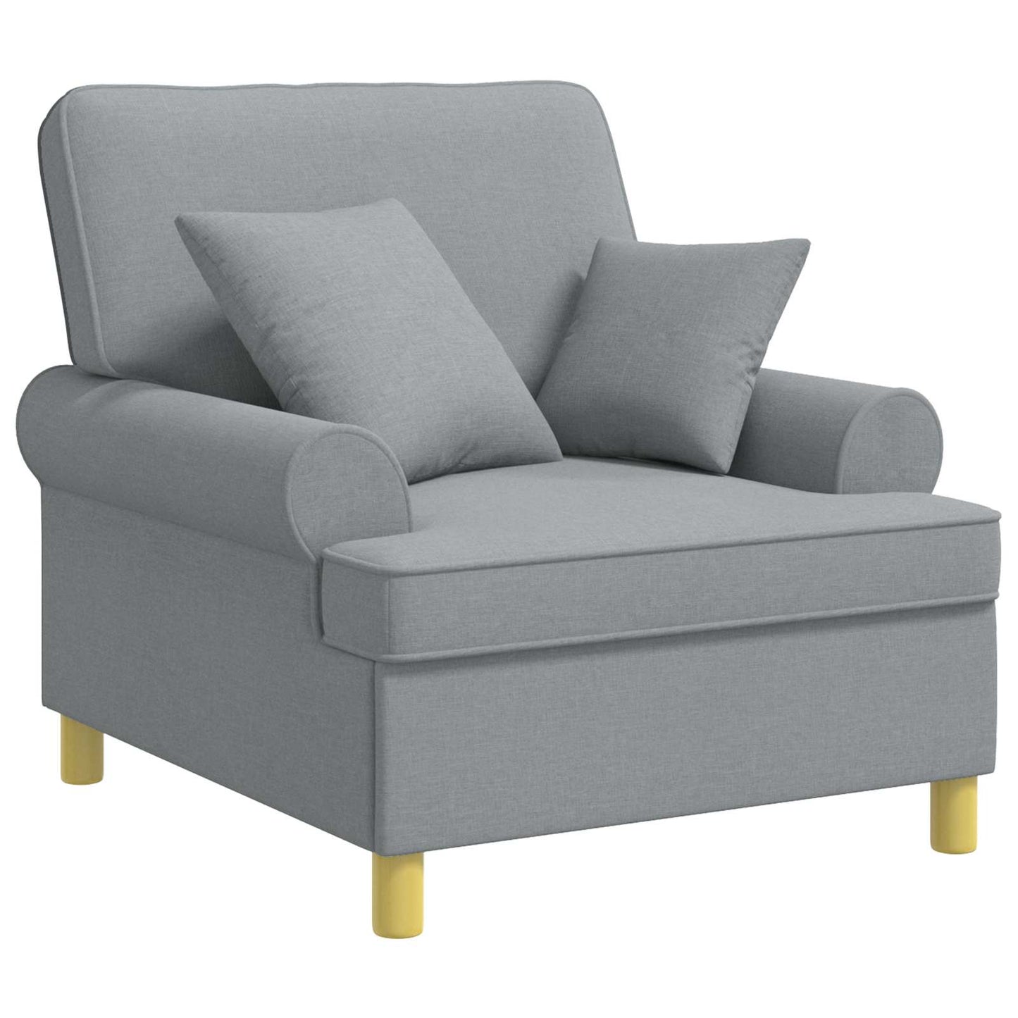 vidaXL XL Armchair with Cushions Light Grey Fabric