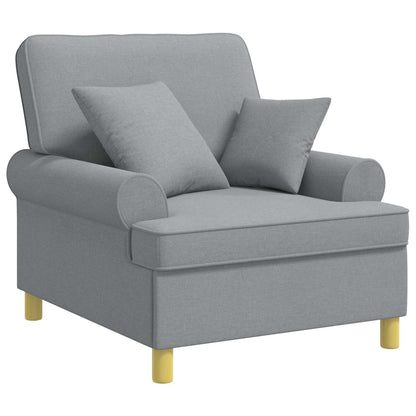 vidaXL XL Armchair with Cushions Light Grey Fabric
