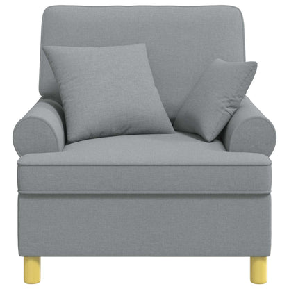 vidaXL XL Armchair with Cushions Light Grey Fabric