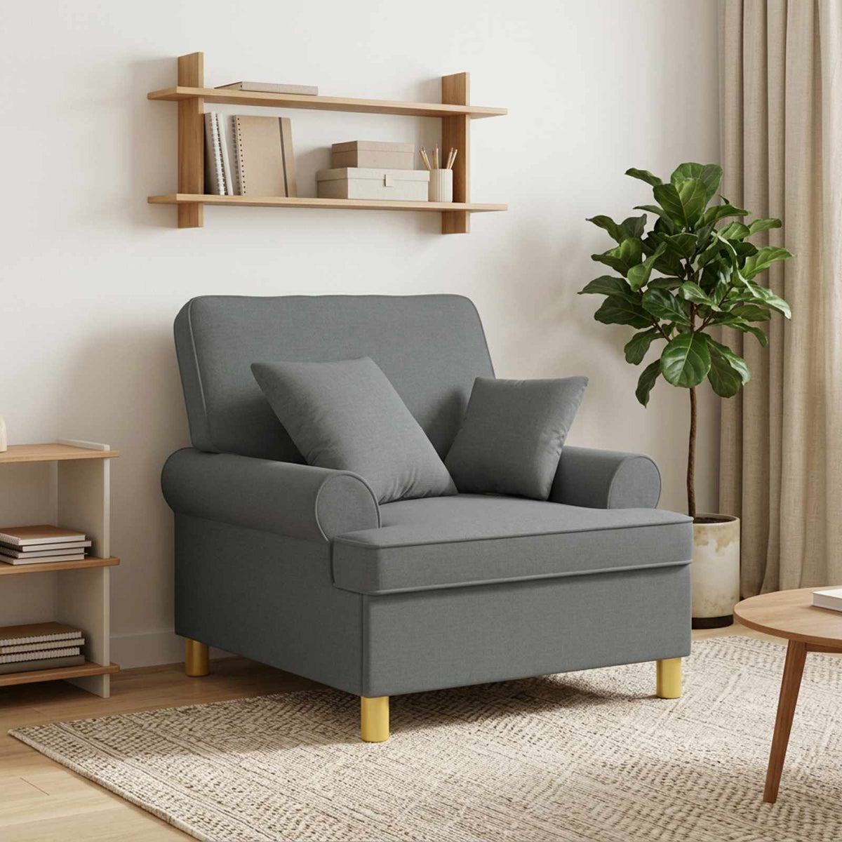 vidaXL XL Armchair with Cushions Dark Grey Fabric
