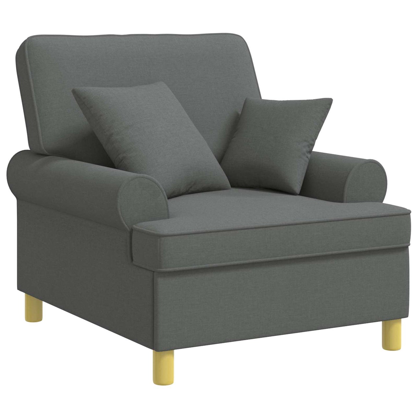 vidaXL XL Armchair with Cushions Dark Grey Fabric