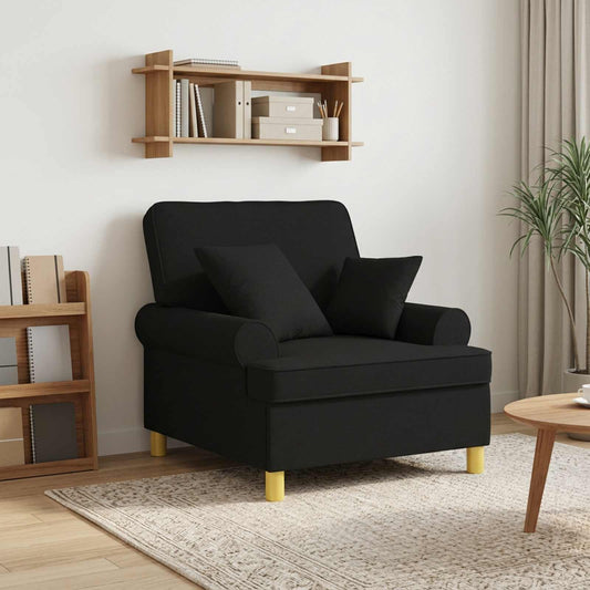 vidaXL XL Armchair with Cushions Black Fabric