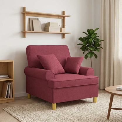 vidaXL XL Armchair with Cushions Wine Red Fabric