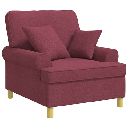 vidaXL XL Armchair with Cushions Wine Red Fabric