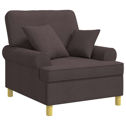 vidaXL XL Armchair with Cushions Dark Brown Fabric