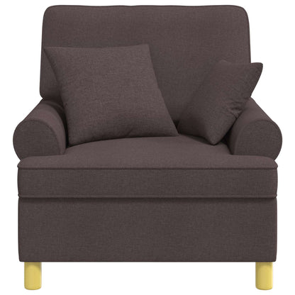 vidaXL XL Armchair with Cushions Dark Brown Fabric