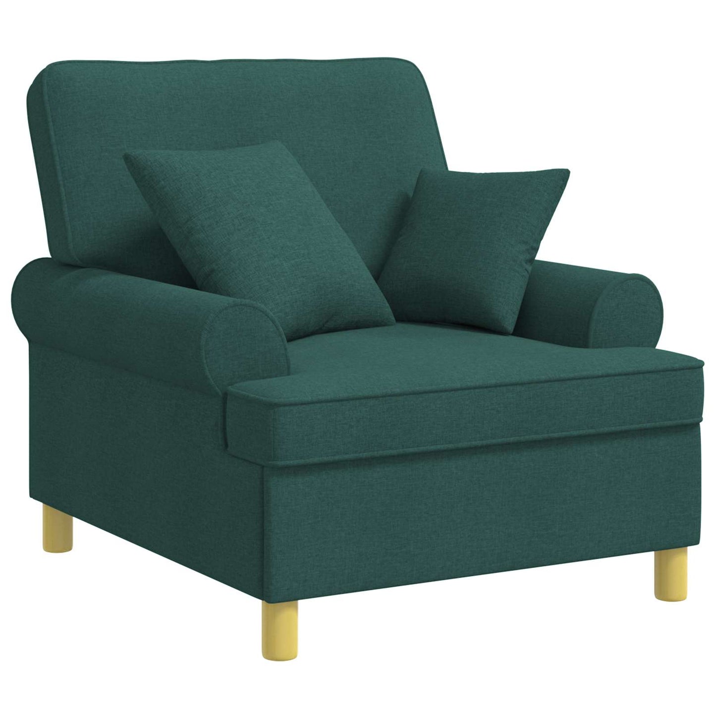 vidaXL XL Armchair with Cushions Dark Green Fabric