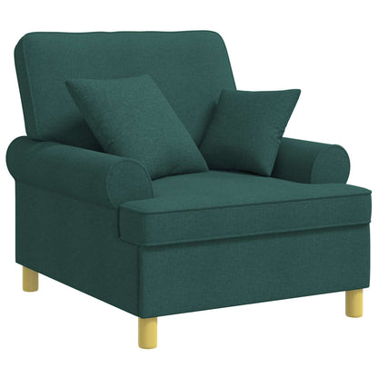 vidaXL XL Armchair with Cushions Dark Green Fabric