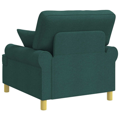vidaXL XL Armchair with Cushions Dark Green Fabric