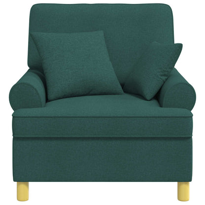 vidaXL XL Armchair with Cushions Dark Green Fabric