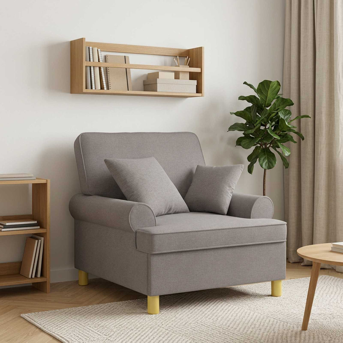vidaXL XL Armchair with Cushions Taupe Fabric