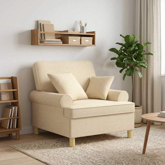 vidaXL XL Armchair with Cushions Cream Fabric