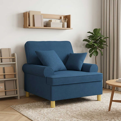 vidaXL XL Armchair with Cushions Blue Fabric