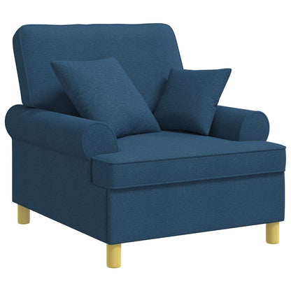 vidaXL XL Armchair with Cushions Blue Fabric